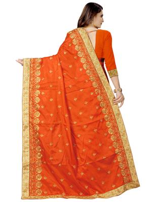 gold embroidered saree with blouse - 16552002 - Standard Image - 2