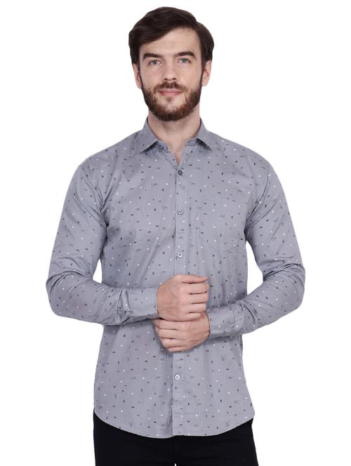 grey printed casual shirt - 16552078 - Standard Image - 1