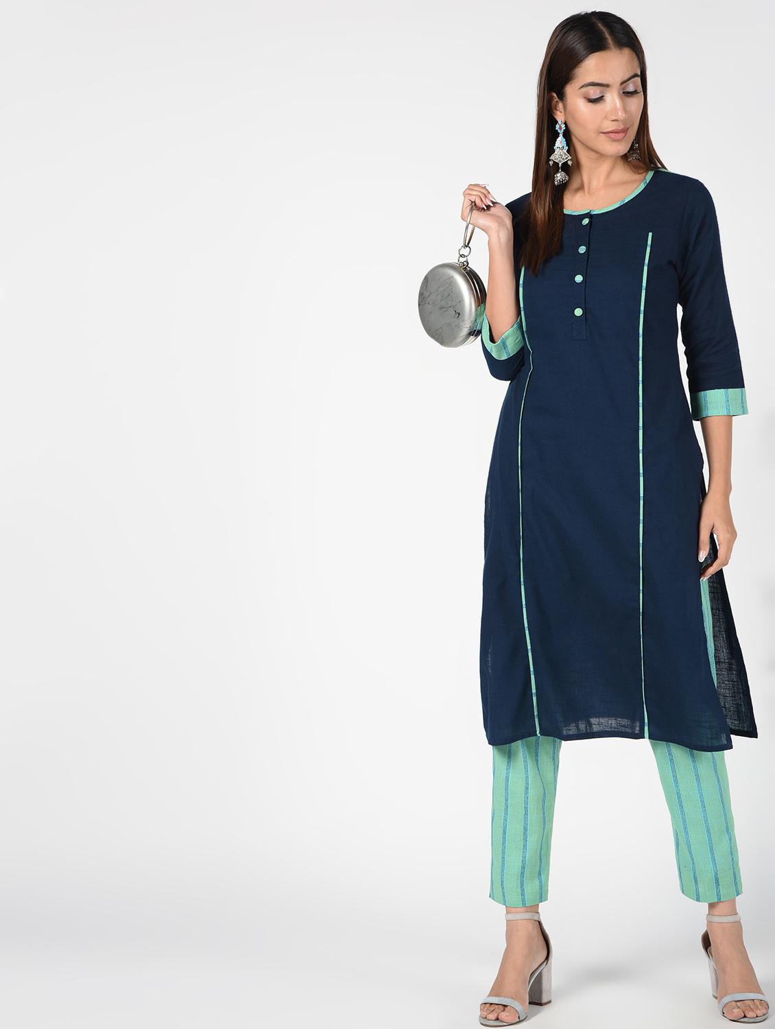 solid kurta palazzo set - 16552220 - Zoom Image - 1