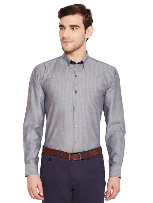 grey self design formal shirt - 16552804 - Standard Image - 1