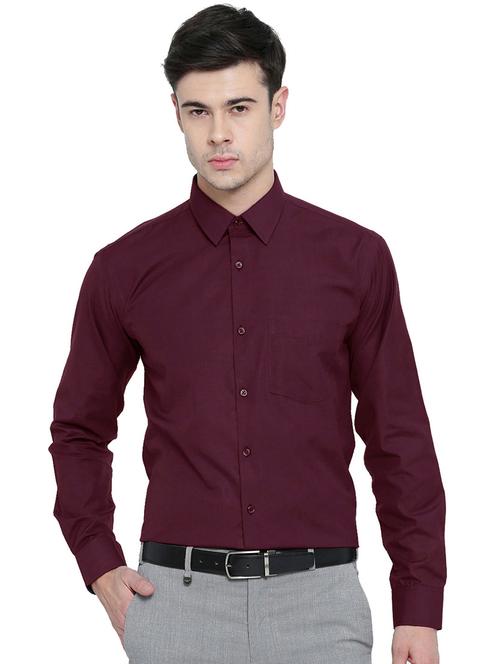 maroon solid formal shirt - 16552846 - Standard Image - 1