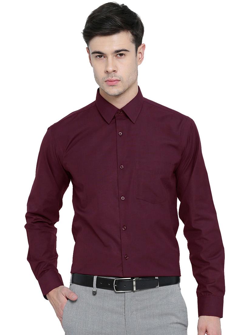 maroon solid formal shirt - 16552846 - Zoom Image - 1