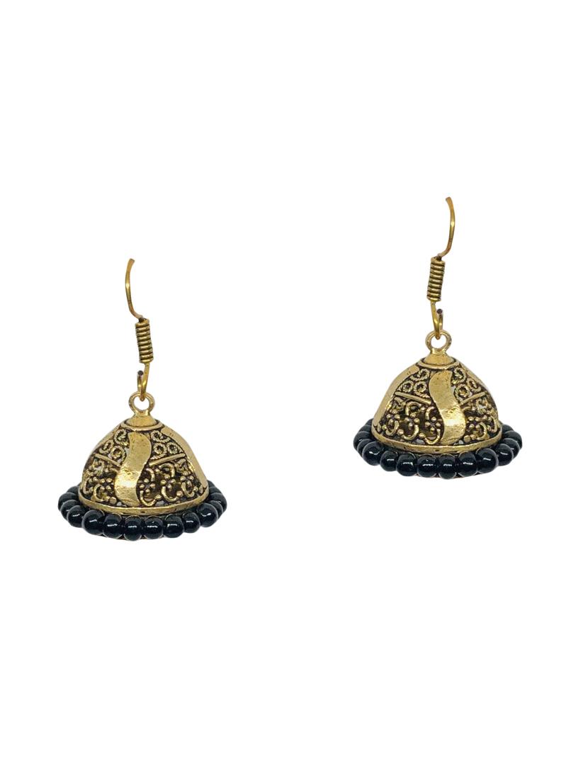 black metal jhumka earring - 16553097 - Zoom Image - 1