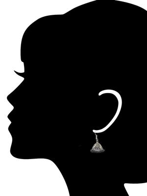 black metal jhumka earring - 16553098 - Standard Image - 2