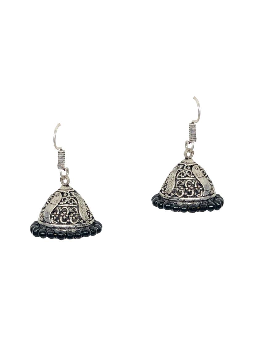 black metal jhumka earring - 16553098 - Zoom Image - 1