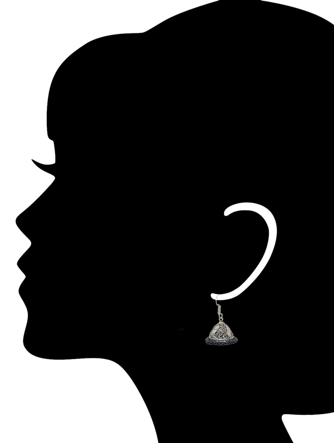black metal jhumka earring - 16553098 - Zoom Image - 2