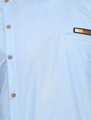 light blue solid asymmetric short kurta - 16553194 - Standard Image - 5