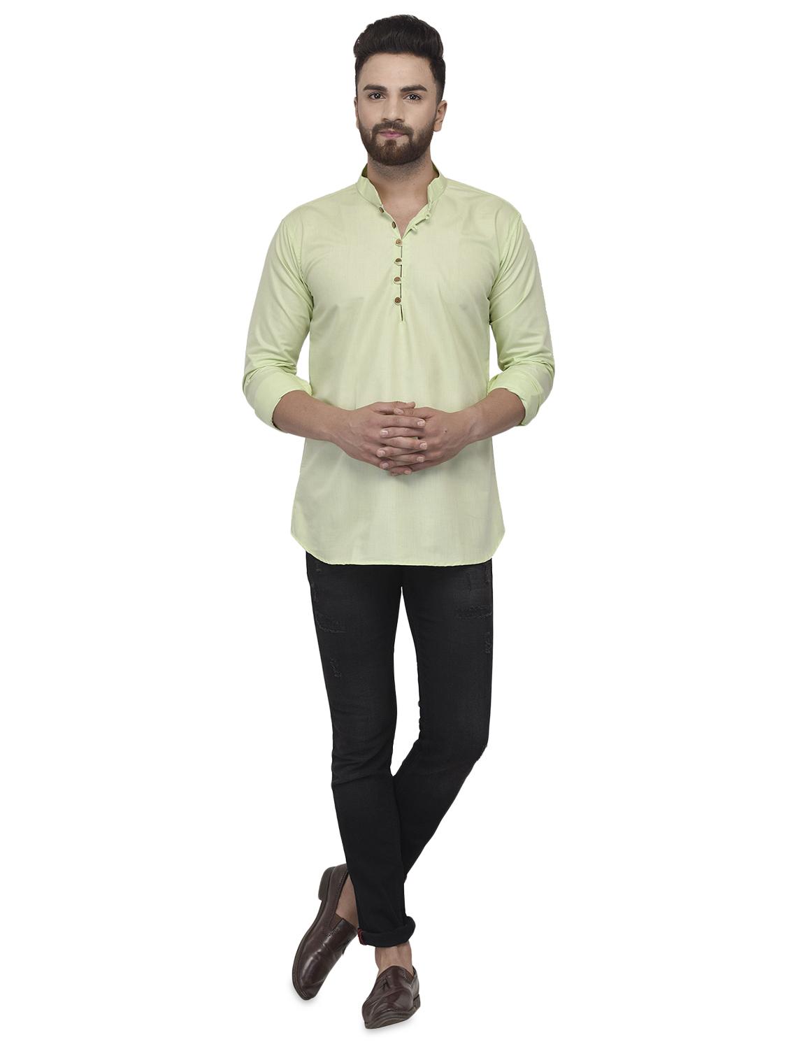 green solid short kurta - 16553196 - Zoom Image - 4