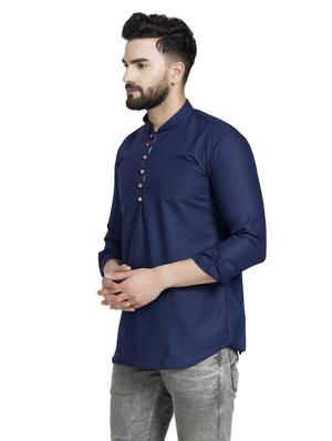 navy blue solid short kurta - 16553200 - Standard Image - 2