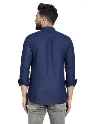 navy blue solid short kurta - 16553200 - Standard Image - 3