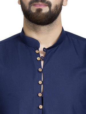 navy blue solid short kurta - 16553200 - Standard Image - 4