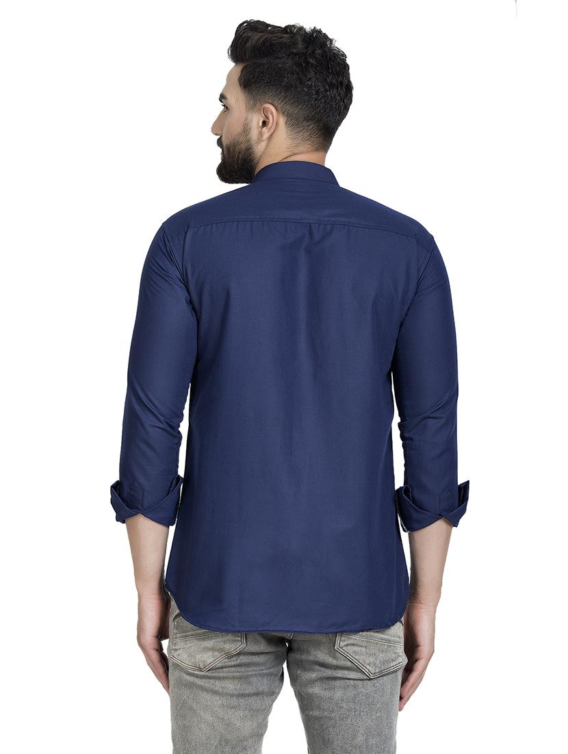 navy blue solid short kurta - 16553200 - Zoom Image - 3