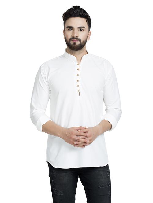white solid short kurta - 16553202 - Standard Image - 1