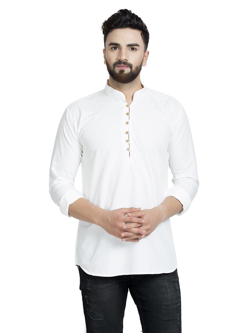 white solid short kurta - 16553202 - Zoom Image - 1