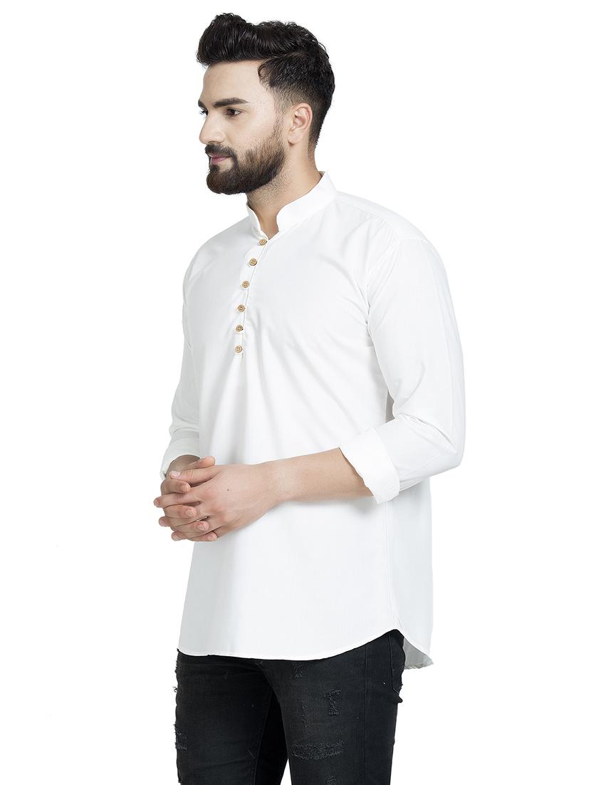 white solid short kurta - 16553202 - Zoom Image - 2