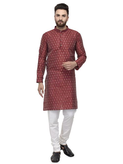 maroon printed kurta pyjama set - 16553525 - Standard Image - 1