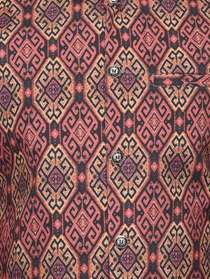 red solid dhoti kurta set with pink printed nehru jacket - 16553531 - Standard Image - 4