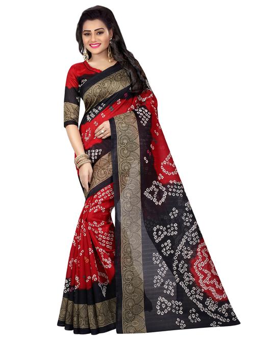 bandhani printed saree with blouse - 16554080 - Very Small Image - 1