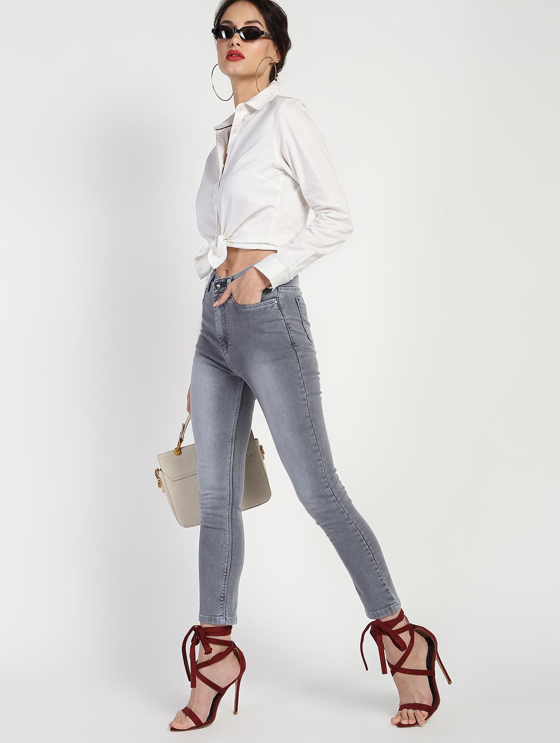 high rise stone washed jeans - 16554935 - Zoom Image - 1