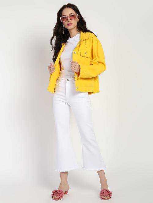 high rise frayed hem jeans - 16554954 - Standard Image - 1