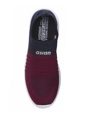 asian purple fabric slip on sports shoes - 16554966 - Standard Image - 3