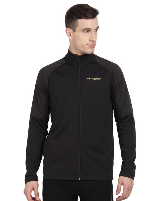 black solid casual jacket - 16555397 - Standard Image - 1