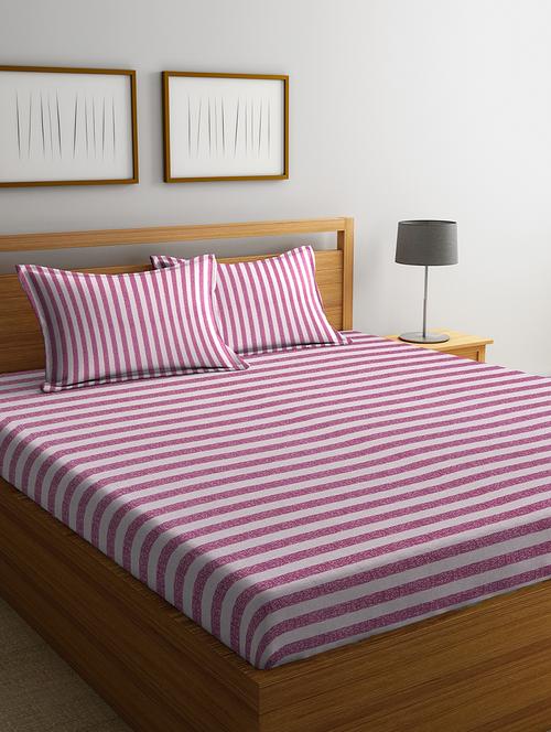 cotton double bedsheet with 2 pillow covers - 16555799 - Standard Image - 1