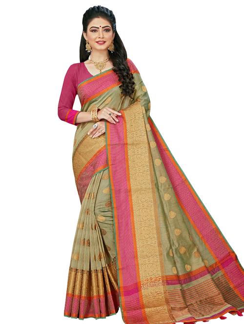 self-design chanderi saree with blouse - 16555880 - Very Small Image - 1