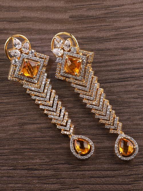 orange brass drop earring - 16555945 - Standard Image - 1