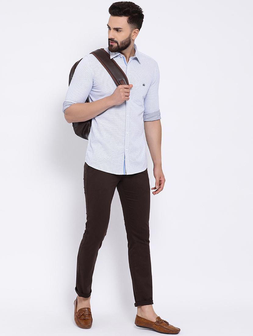brown solid chinos - 16556004 - Zoom Image - 1
