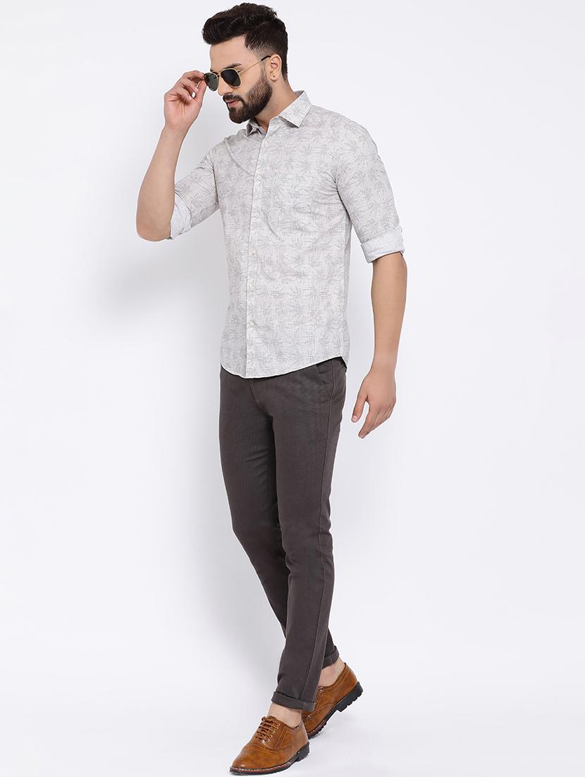 grey printed casual shirt - 16556035 - Zoom Image - 1