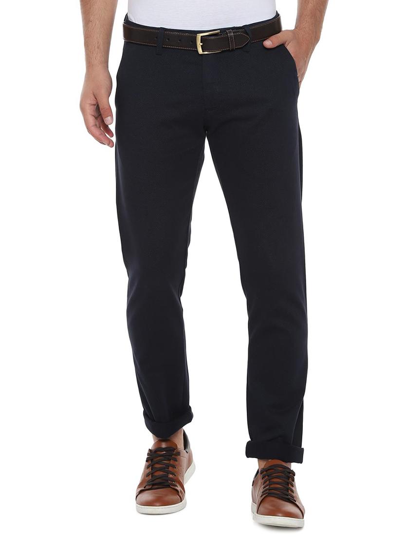 navy blue textured chinos - 16557607 - Zoom Image - 1