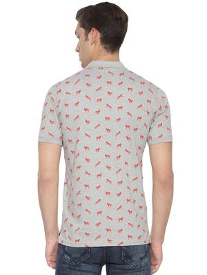 grey printed polo t-shirt - 16557989 - Standard Image - 2