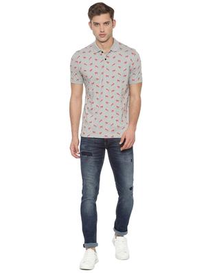 grey printed polo t-shirt - 16557989 - Standard Image - 3