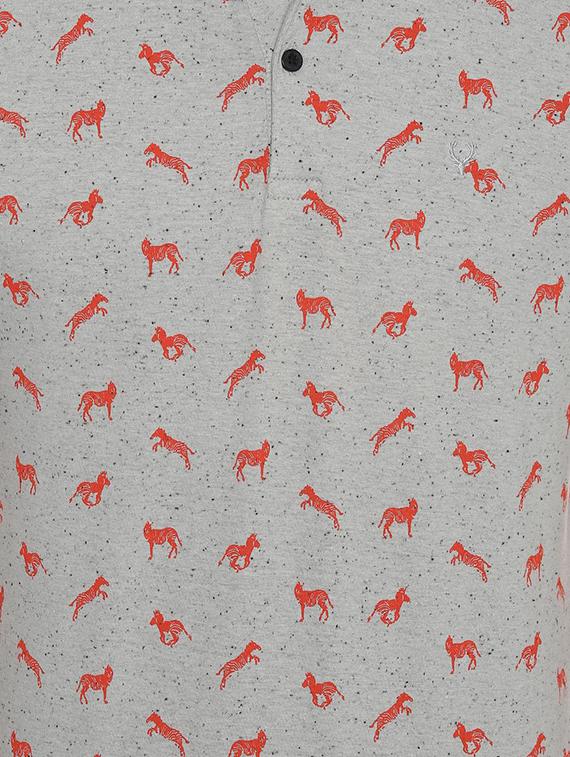 grey printed polo t-shirt - 16557989 - Zoom Image - 4