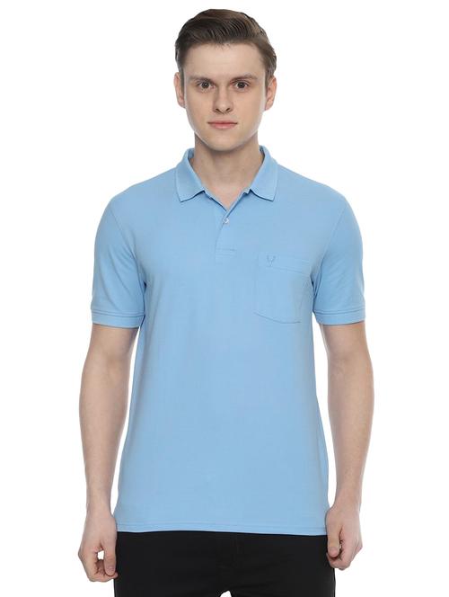 blue solid polo t-shirt - 16558030 - Standard Image - 1