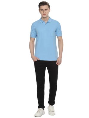 blue solid polo t-shirt - 16558030 - Standard Image - 3
