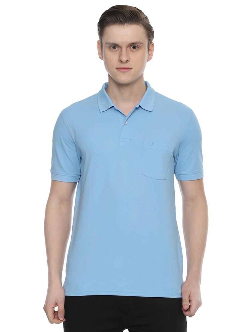 blue solid polo t-shirt - 16558030 - Zoom Image - 1