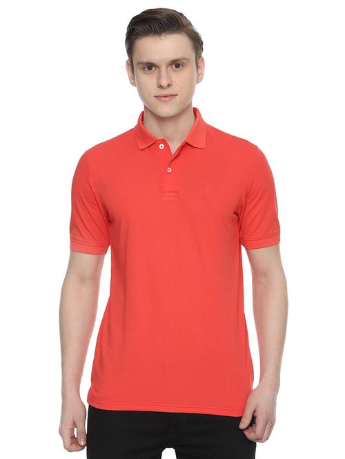 peach solid polo t-shirt - 16558032 - Standard Image - 1