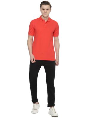 peach solid polo t-shirt - 16558032 - Standard Image - 3