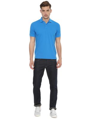 blue solid polo t-shirt - 16558037 - Standard Image - 3