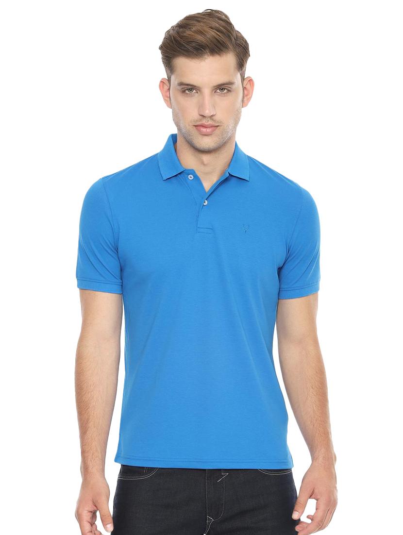 blue solid polo t-shirt - 16558037 - Zoom Image - 1