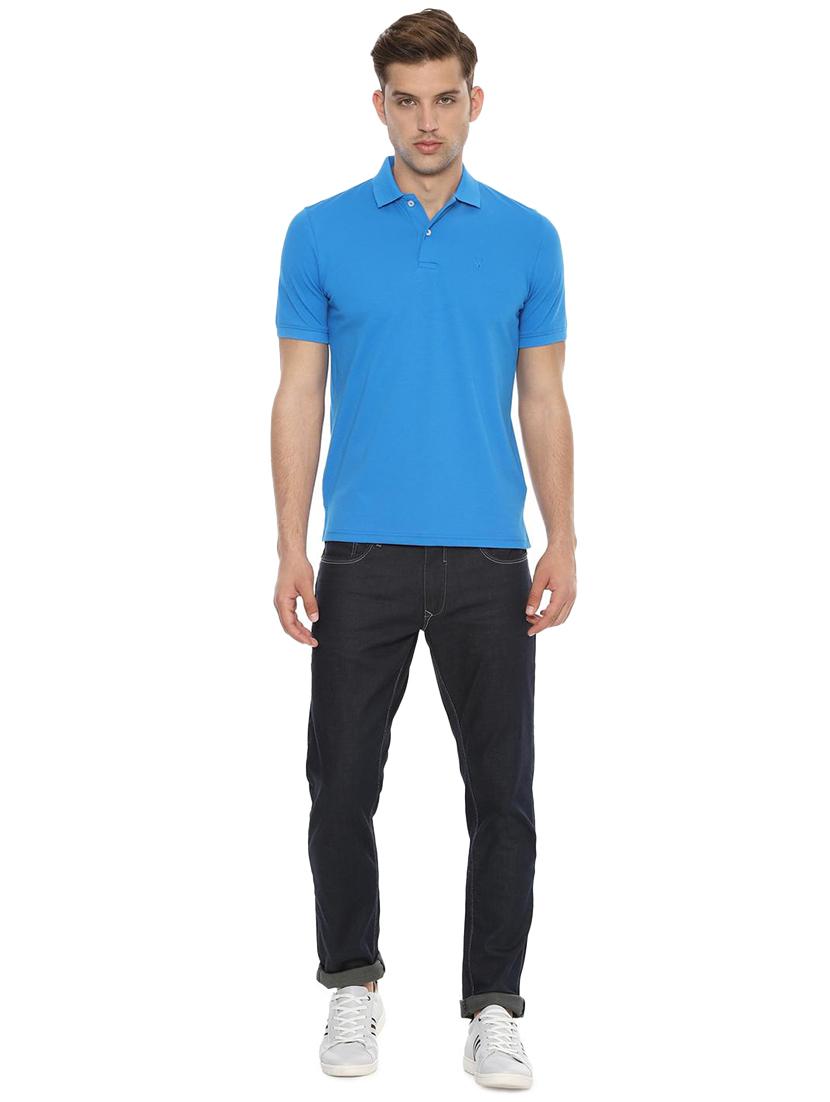 blue solid polo t-shirt - 16558037 - Zoom Image - 3
