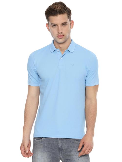 blue solid polo t-shirt - 16558040 - Standard Image - 1