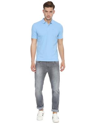 blue solid polo t-shirt - 16558040 - Standard Image - 3