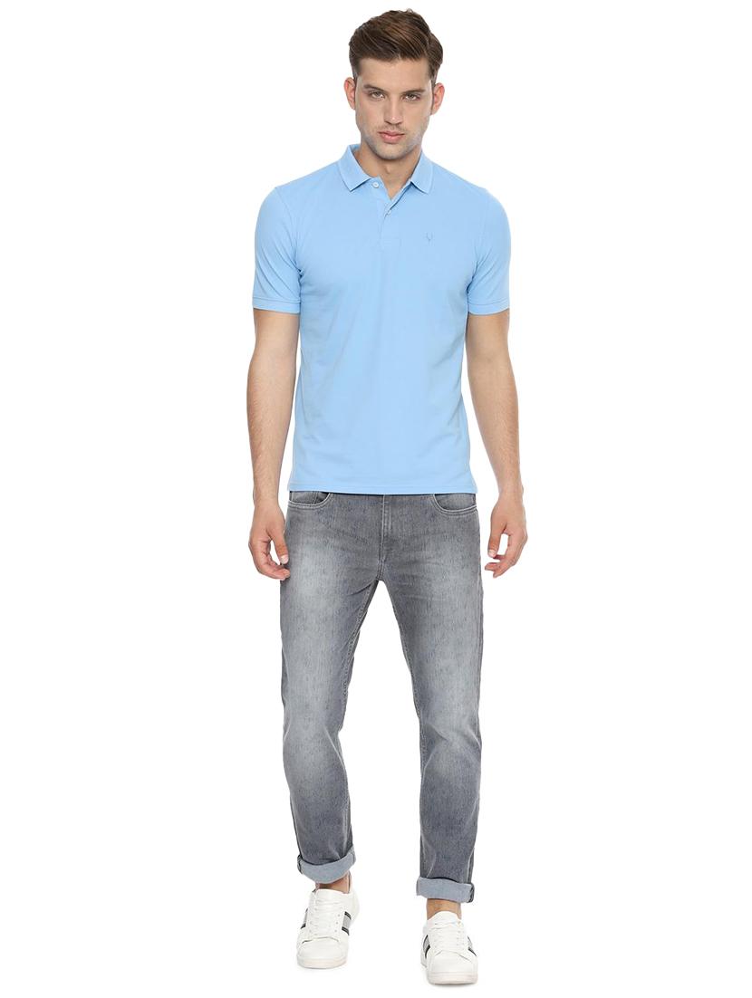 blue solid polo t-shirt - 16558040 - Zoom Image - 3