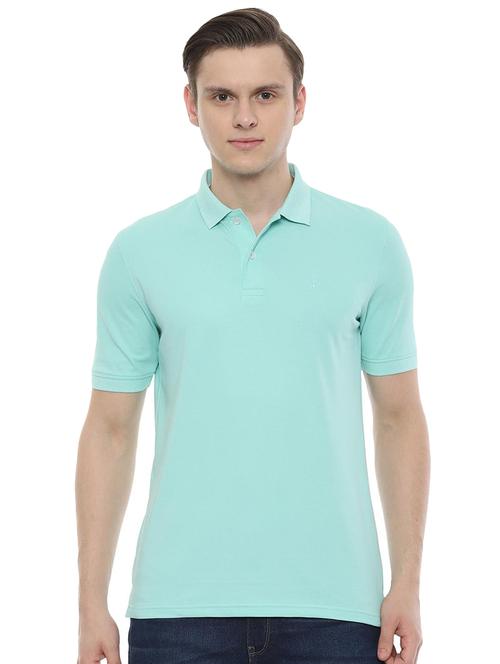 light blue solid polo t-shirt - 16558045 - Standard Image - 1