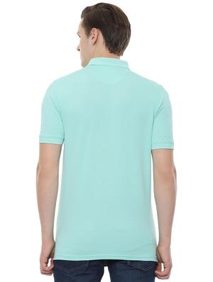 light blue solid polo t-shirt - 16558045 - Standard Image - 2