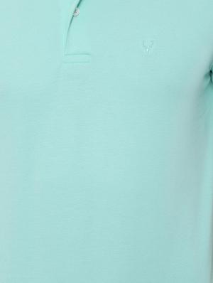 light blue solid polo t-shirt - 16558045 - Standard Image - 4