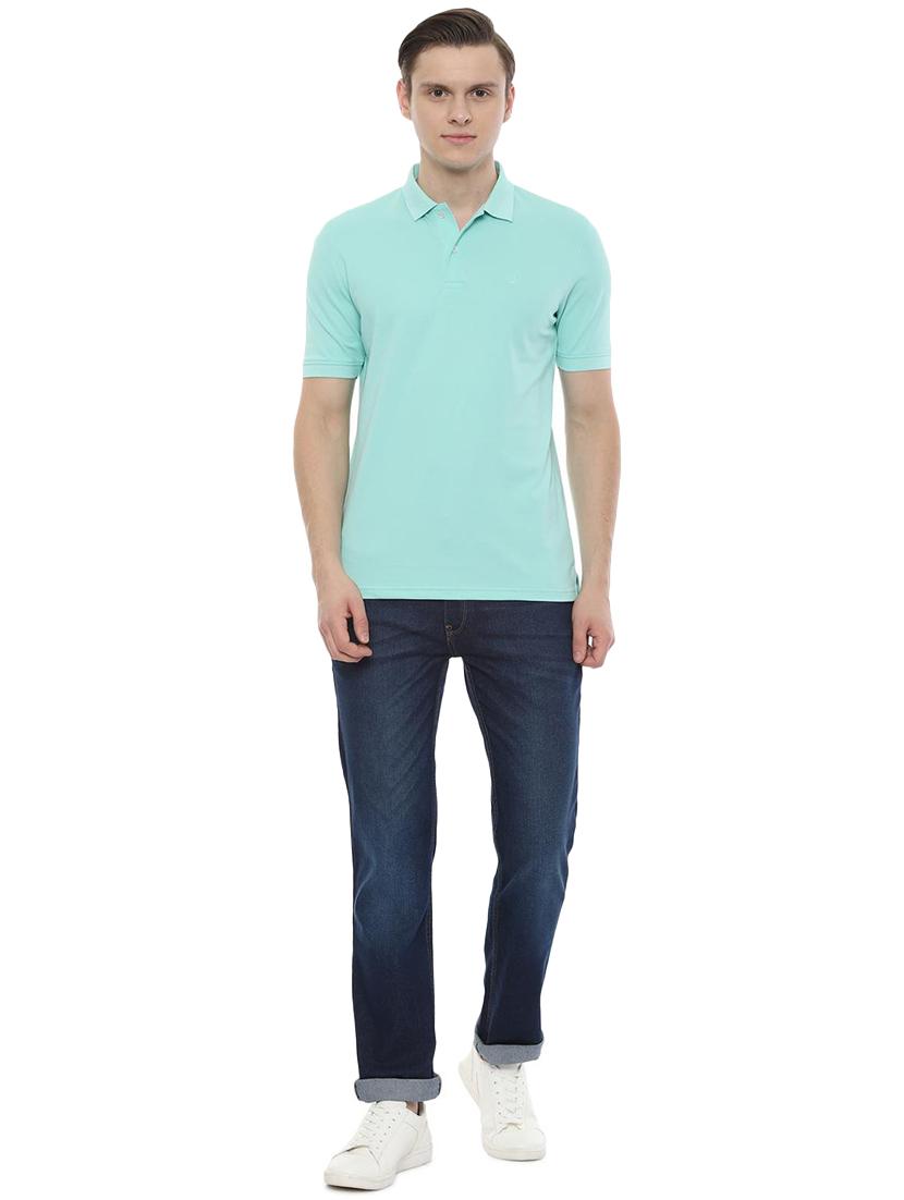 light blue solid polo t-shirt - 16558045 - Zoom Image - 3